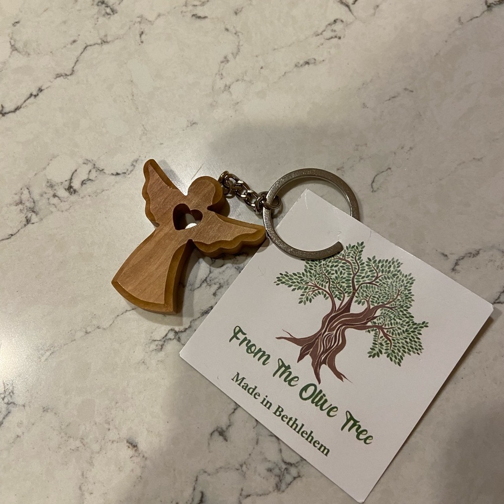 Wooden Angel Keychain